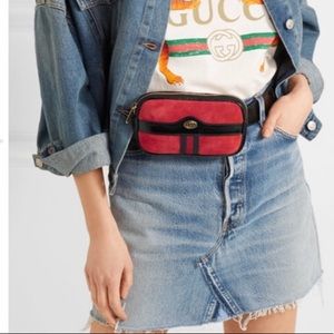 Gucci Ophidia patent leather-trimmed suede bag